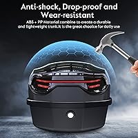 Vista 3 de 35L Motorcycle Top Case, Motorcycle Daily Tail Box Trunk Lockable Storage Carrier Plastic Case with Soft Backrest Universal Mounting for Helmet