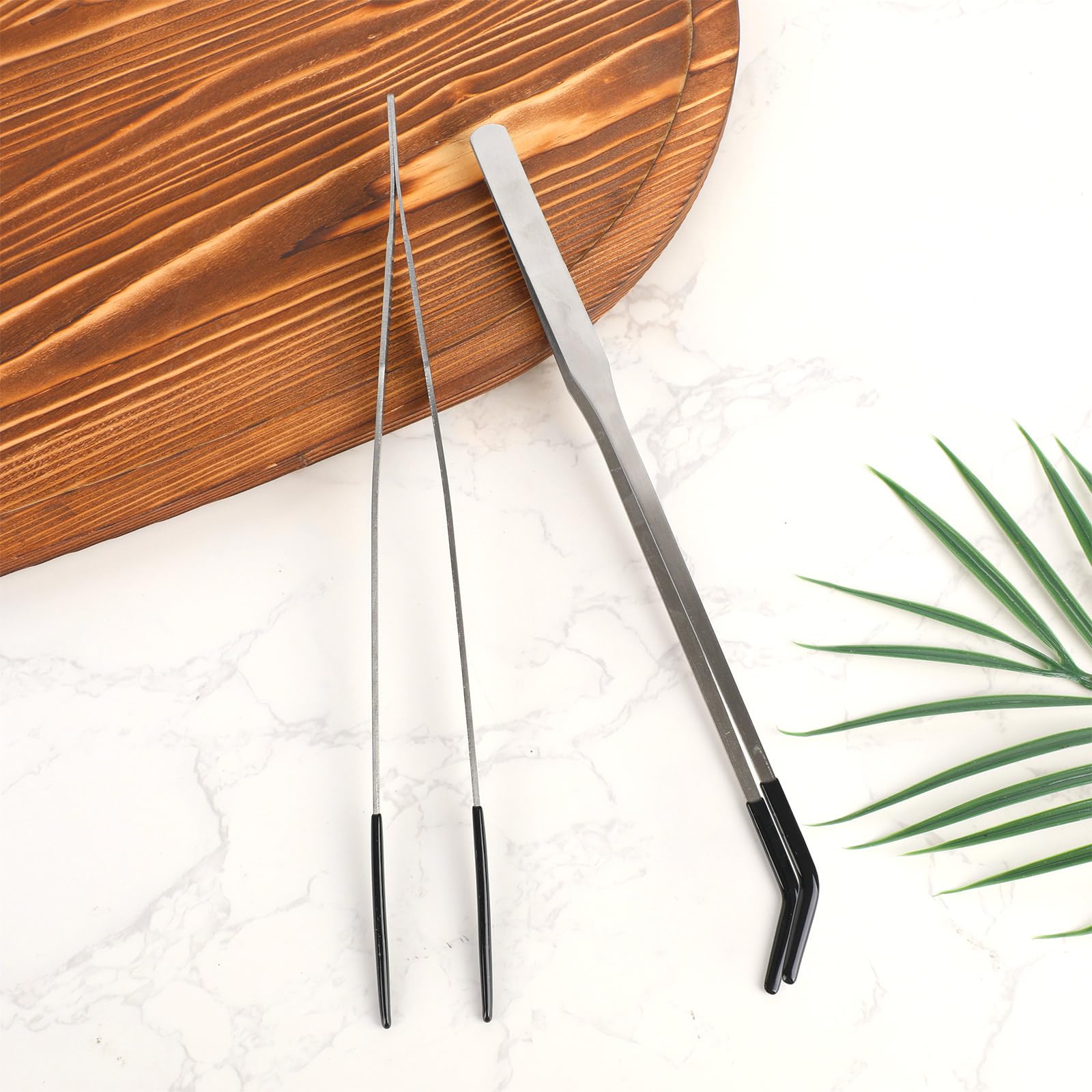 4pcs Reptile Feeding Tongs, Stainless Steel Straight Curved Reptile Feeding Tweezers with Rubber Tips for Bearded Dragons Snake Lizards Gecko - 4