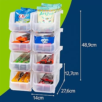 ReadySpace 8 Pack Clear Plastic Storage Containers for Closet Kitchen Office Toy or Pantry Storage