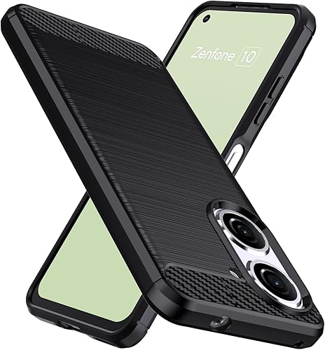 Zenfone - Funda 10/9, TPU flexible con textura cepillada y antideslizante, protección militar a prueba de golpes, color negro