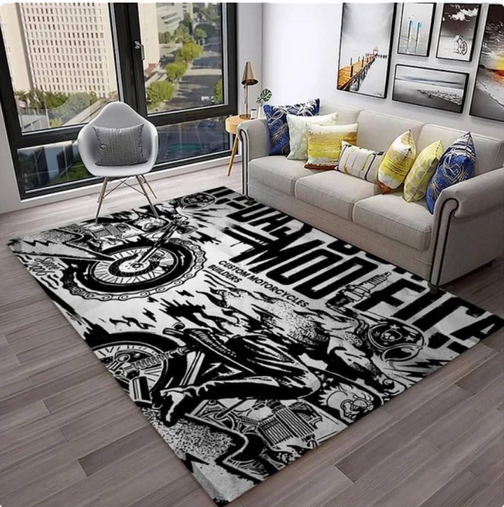 Tapis vintage moto rétro de sol antidérapant maison salon 80x150