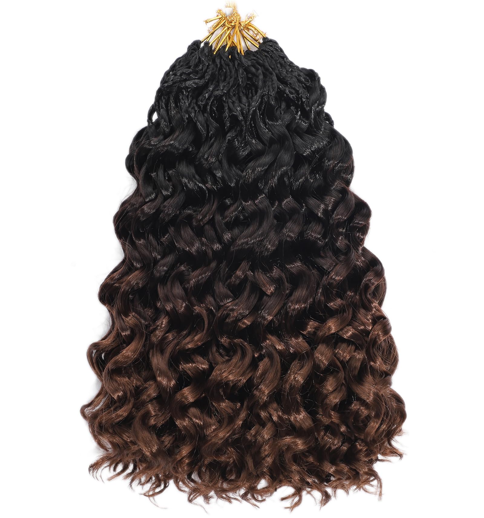Gogo Curl Crochet Hair 10 Inch 9 Packs Ocean Wave Curly Crochet Hair for Black Women Pre-Looped Deep Wave Water Curly Braiding Extensions (1B/4/30#