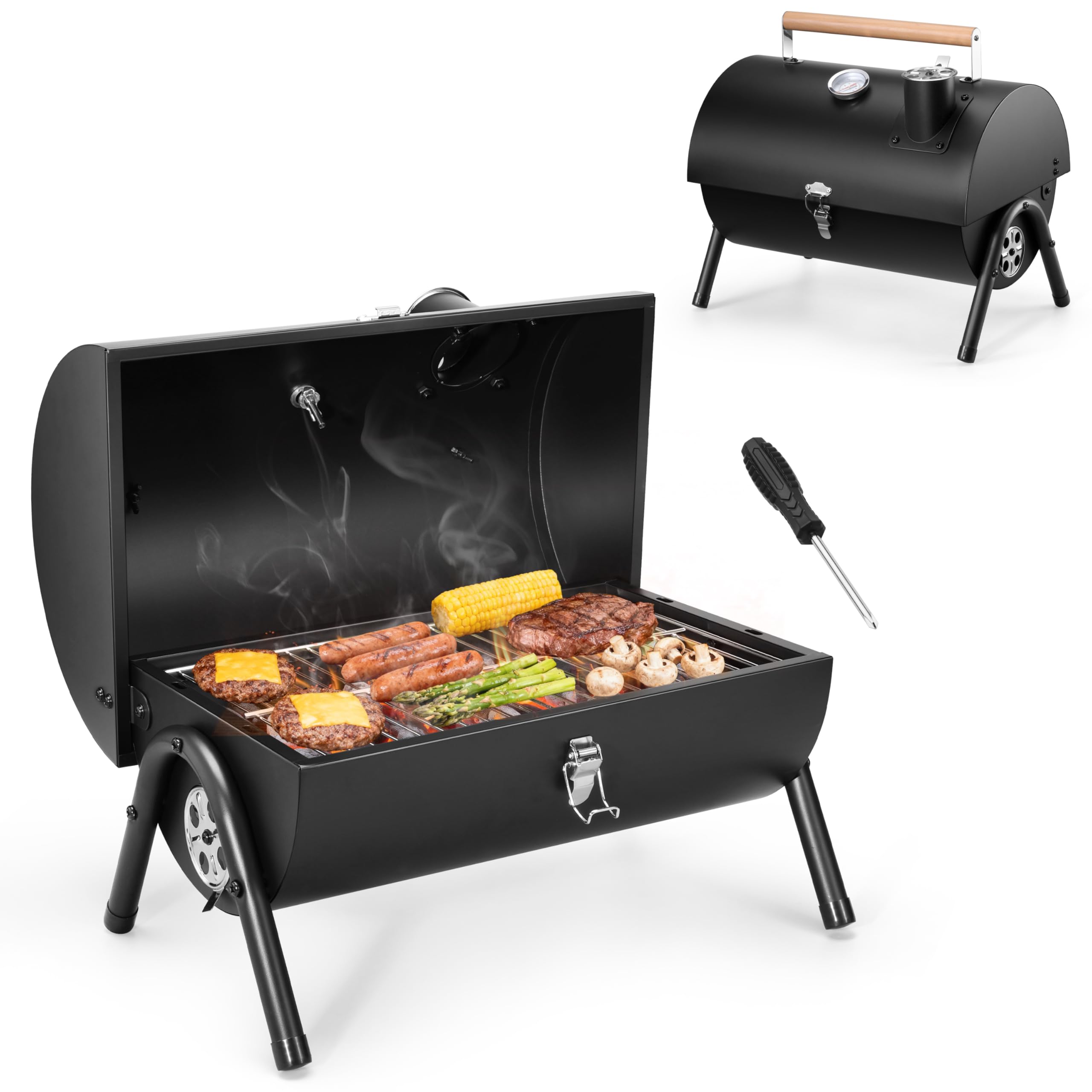 HaSteeL Portable Charcoal Grill for Outdoor Barbecue, Small for 1-3 People