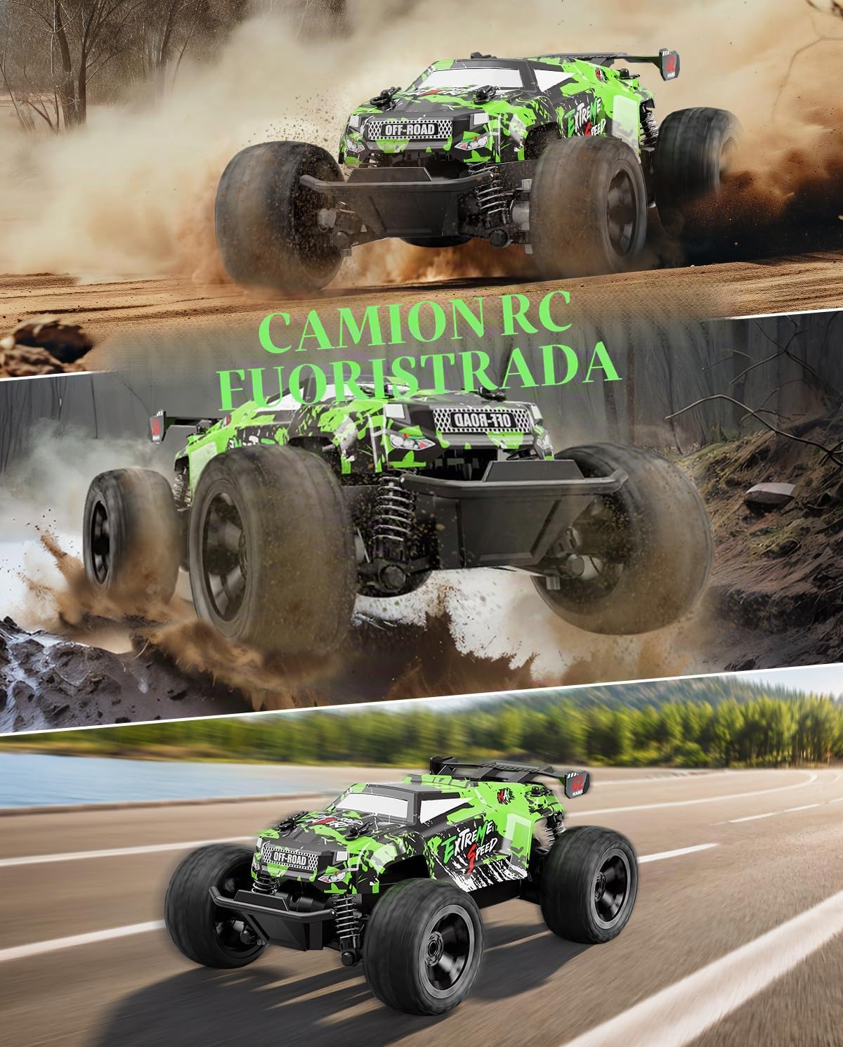 Auto telecomandata a partire dai 3 anni, 1:18 monstertruck telecomandato 20 km/h, monster truck telecomandato con luce della carrozzeria/due alloggiamenti, 2,4 GHz, rc auto
