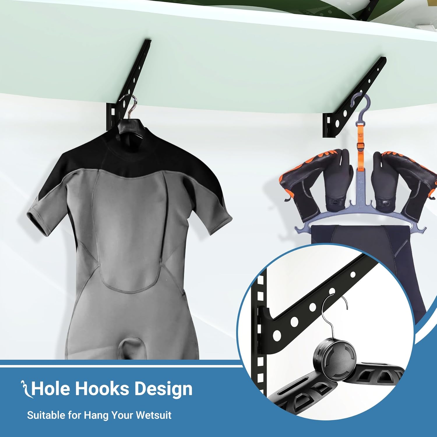 2/3/4/6 Board Horizontal Surfboard Rack, Adjustable Surfboard Wall Mount Display, Surfboard Wall Rack Board Storage Mount System at Home and Garage - Image 6