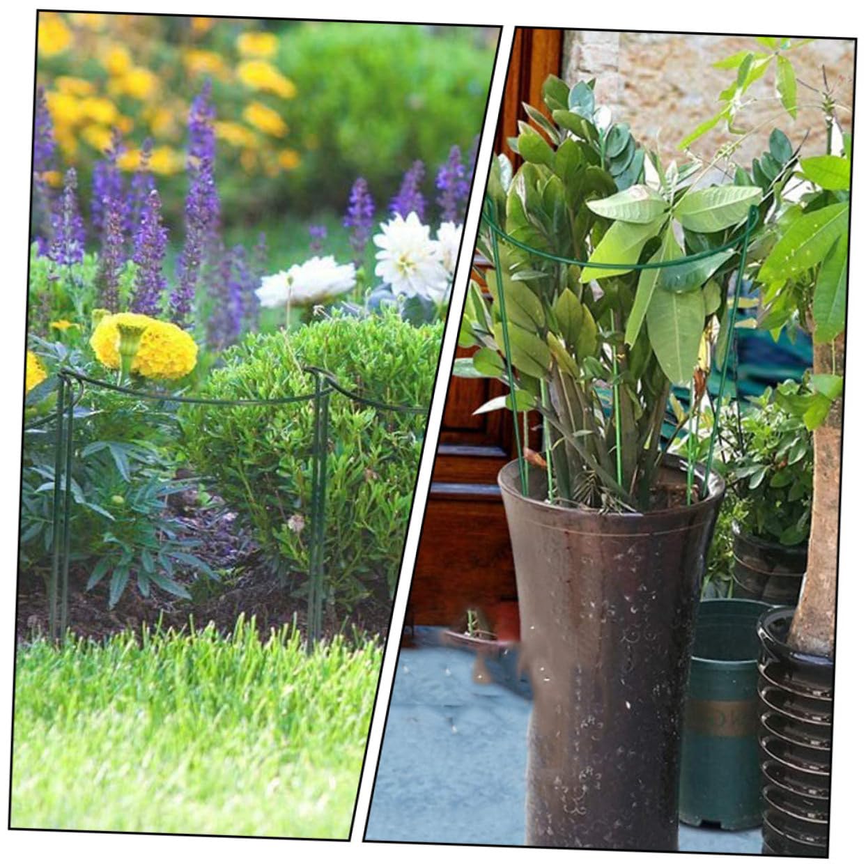 Lot de 6 Tuteurs de Plantes en Fer Vert, Réutilisables, pour Tiges Droites et Végétaux Grimpants, pour Créer Un Espace Vert Individuel au Jardin