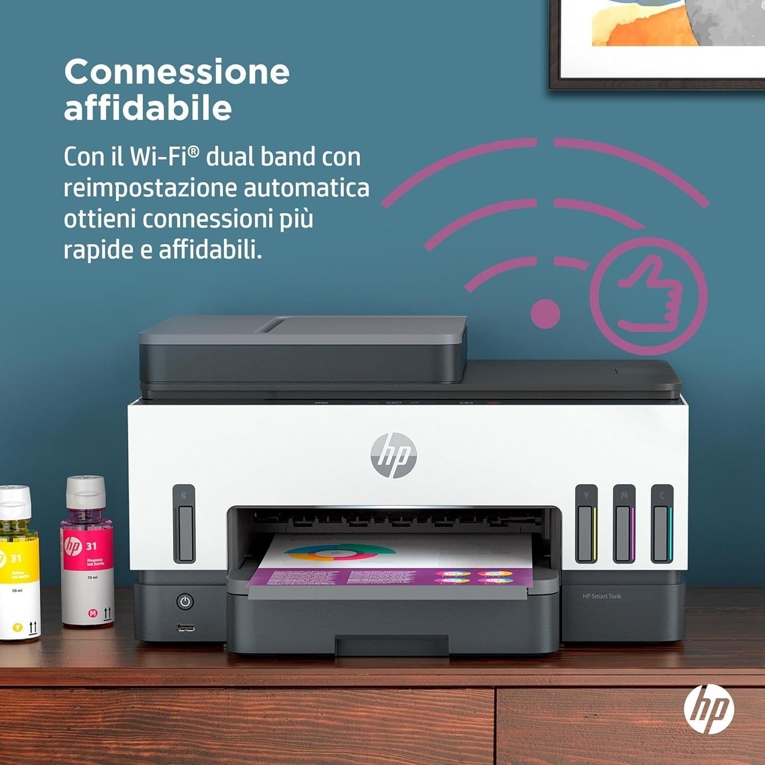 HP Smart Tank 7605 Stampante Multifunzione a Colori, Serbatoio d'Inchiostro, Fino a 12000 Pagine Nero, 8000 Pagine Colore, F/R Automatica, Wi-Fi, Grigia