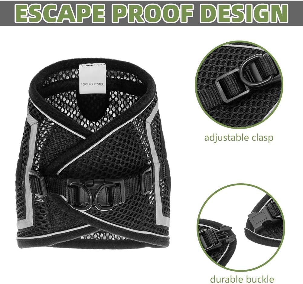PUPTECK Breathable Cat Harness and Leash Set - Escape Proof Cat Vest Harness, Reflective Adjustable Soft Mesh Kitty Puppy Harness, Easy Control for Outdoor Walking