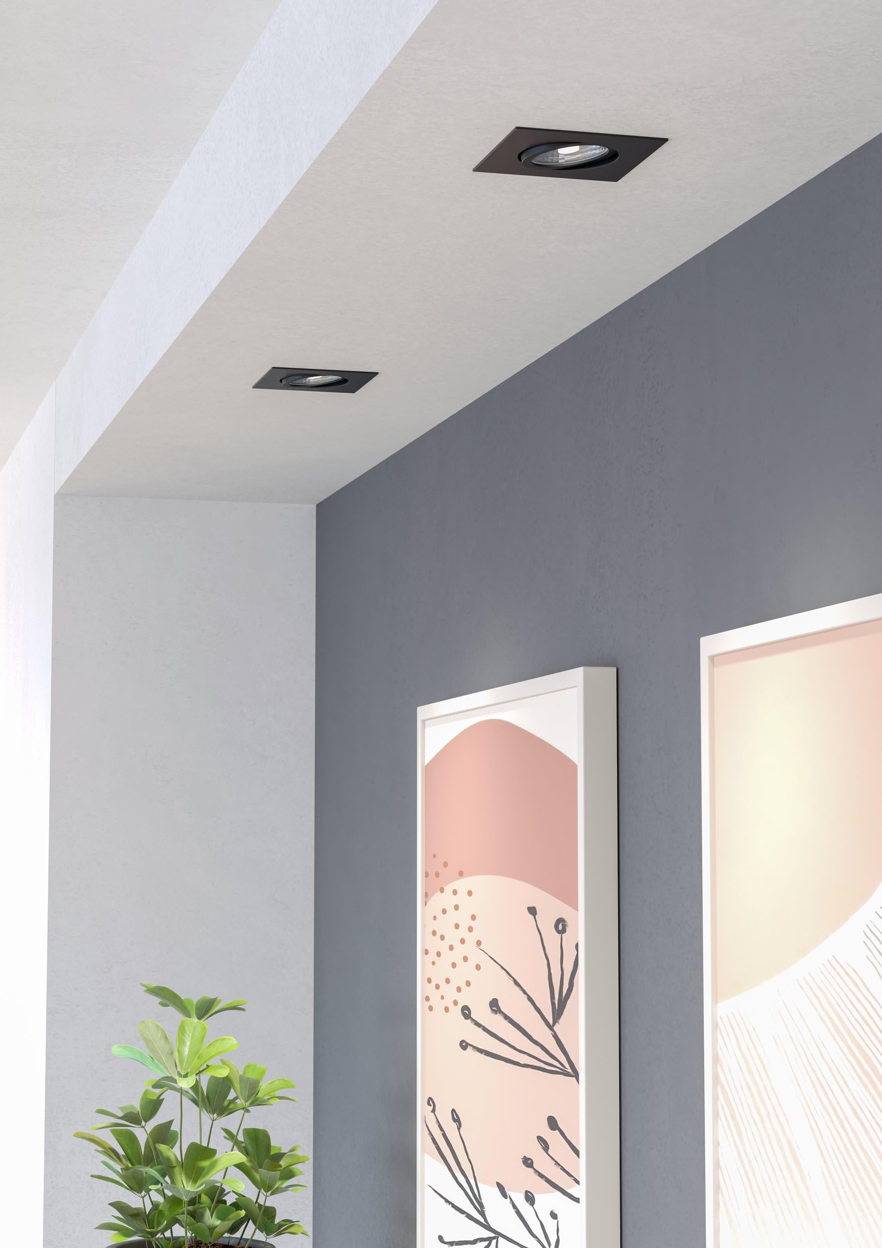 Eglo Lot de 3 spots encastrables Saliceto, plafond dimmables, carrés en