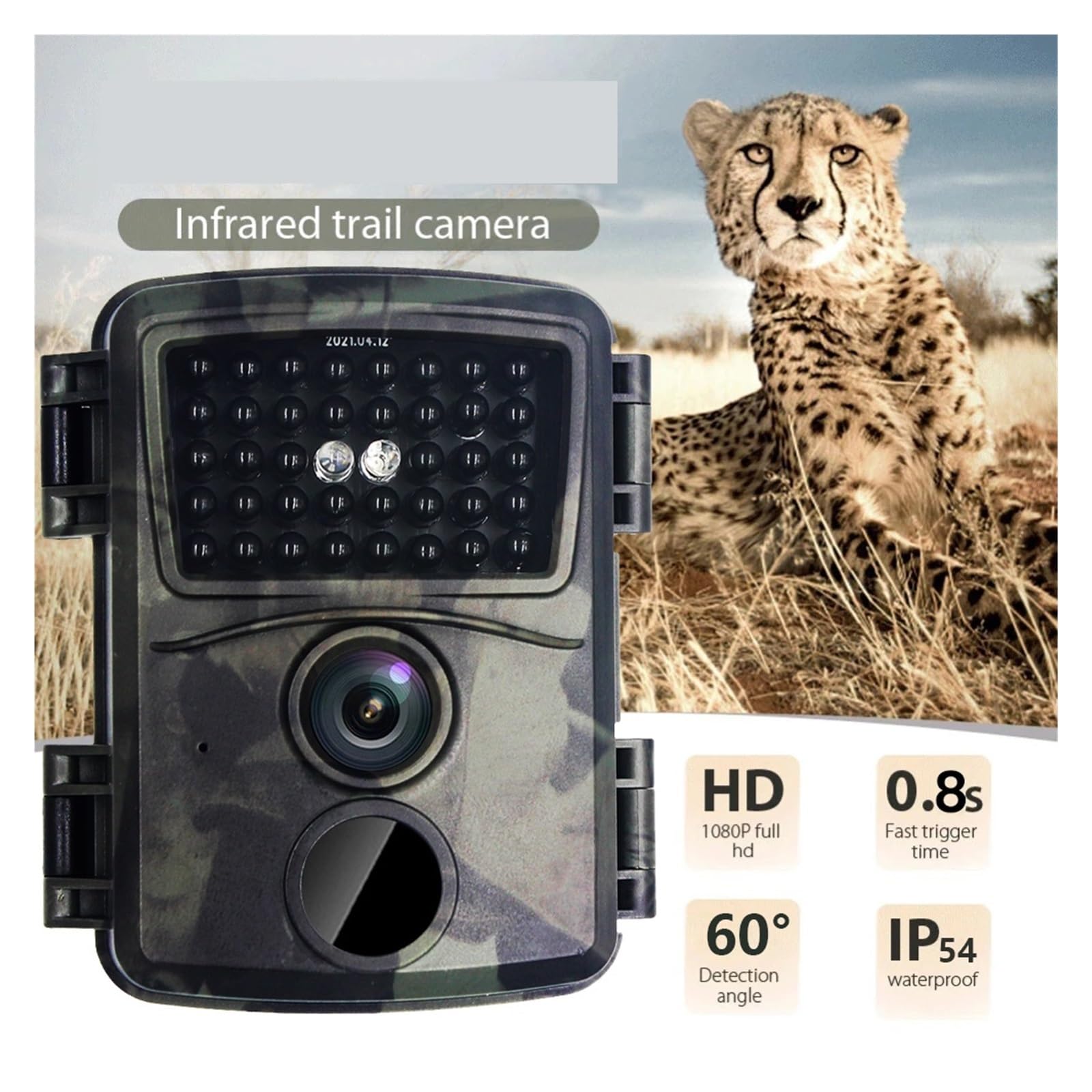 Wildtierjagdkamera Outdoor Jagdkamera Wasserdichte Infrarotkamera Wildtierdetektor (mit 64 GB Speicherkarte)