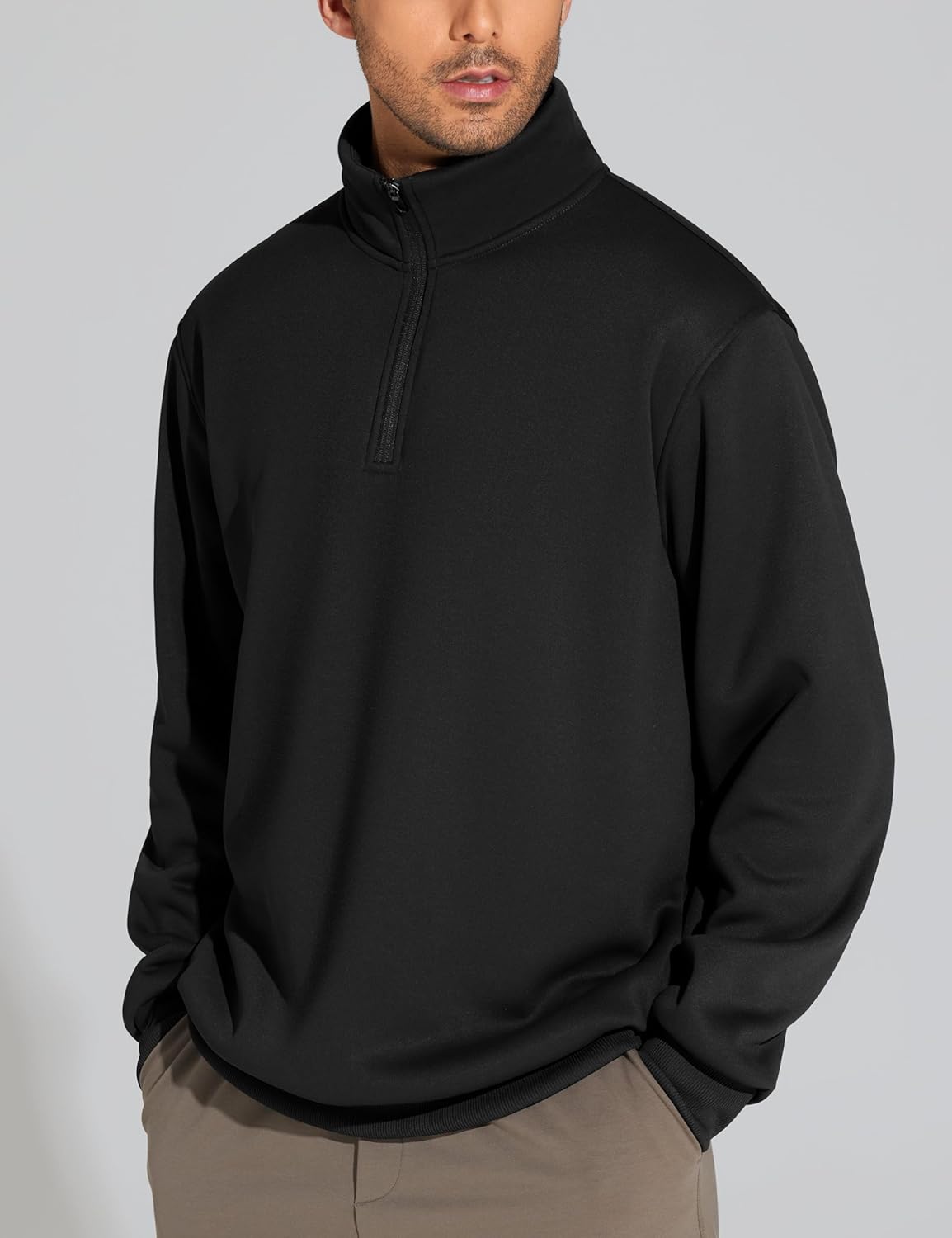 THE GYM PEOPLE Men's Half Zip Sweatshirt Long Sleeve Fleece Pullover Basic Workout Tops - Image 4