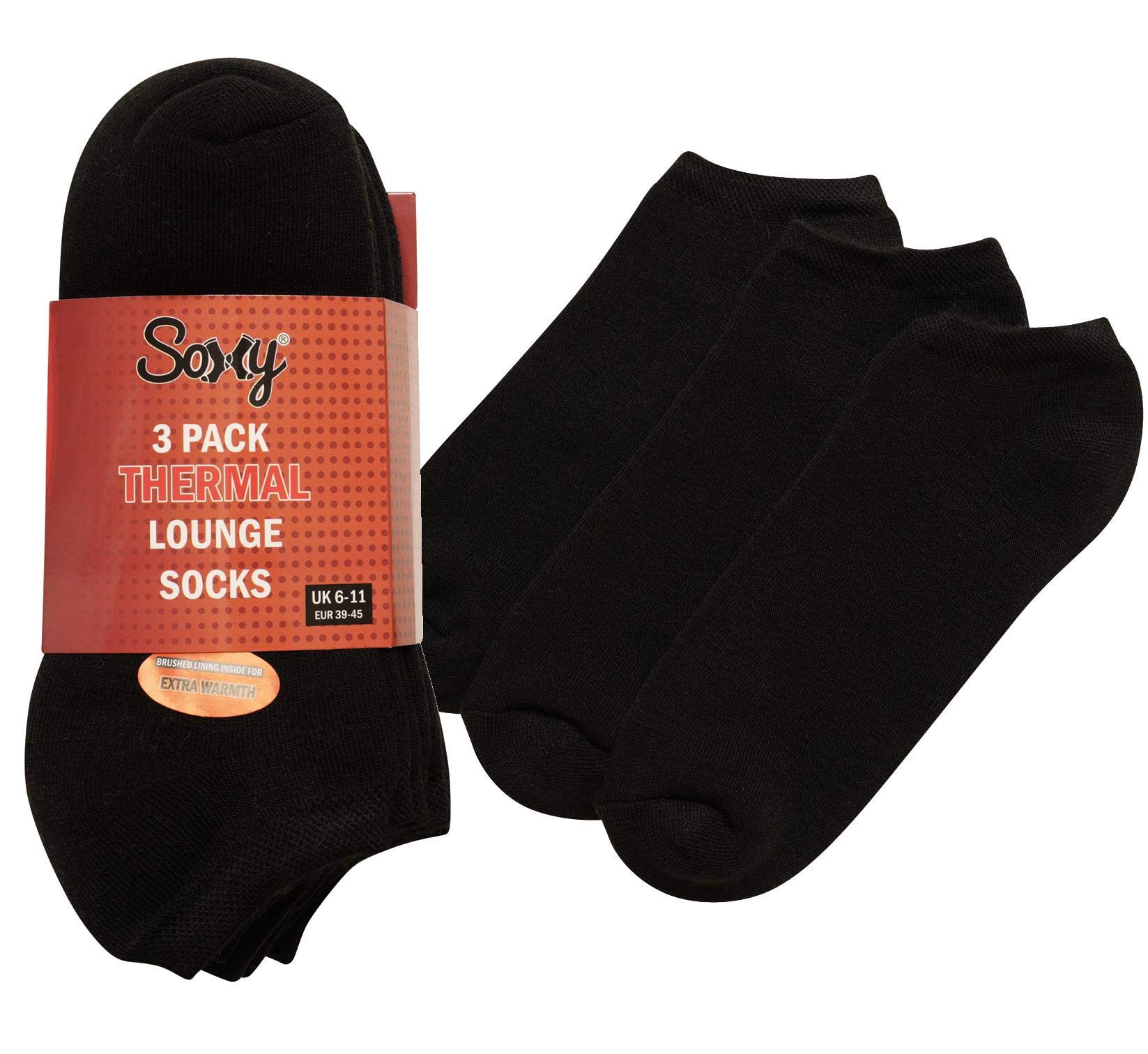 Soxy Men's Multi Sx175 - Acrylic Brushed Thermal Trainer Socks - Black - 6-11