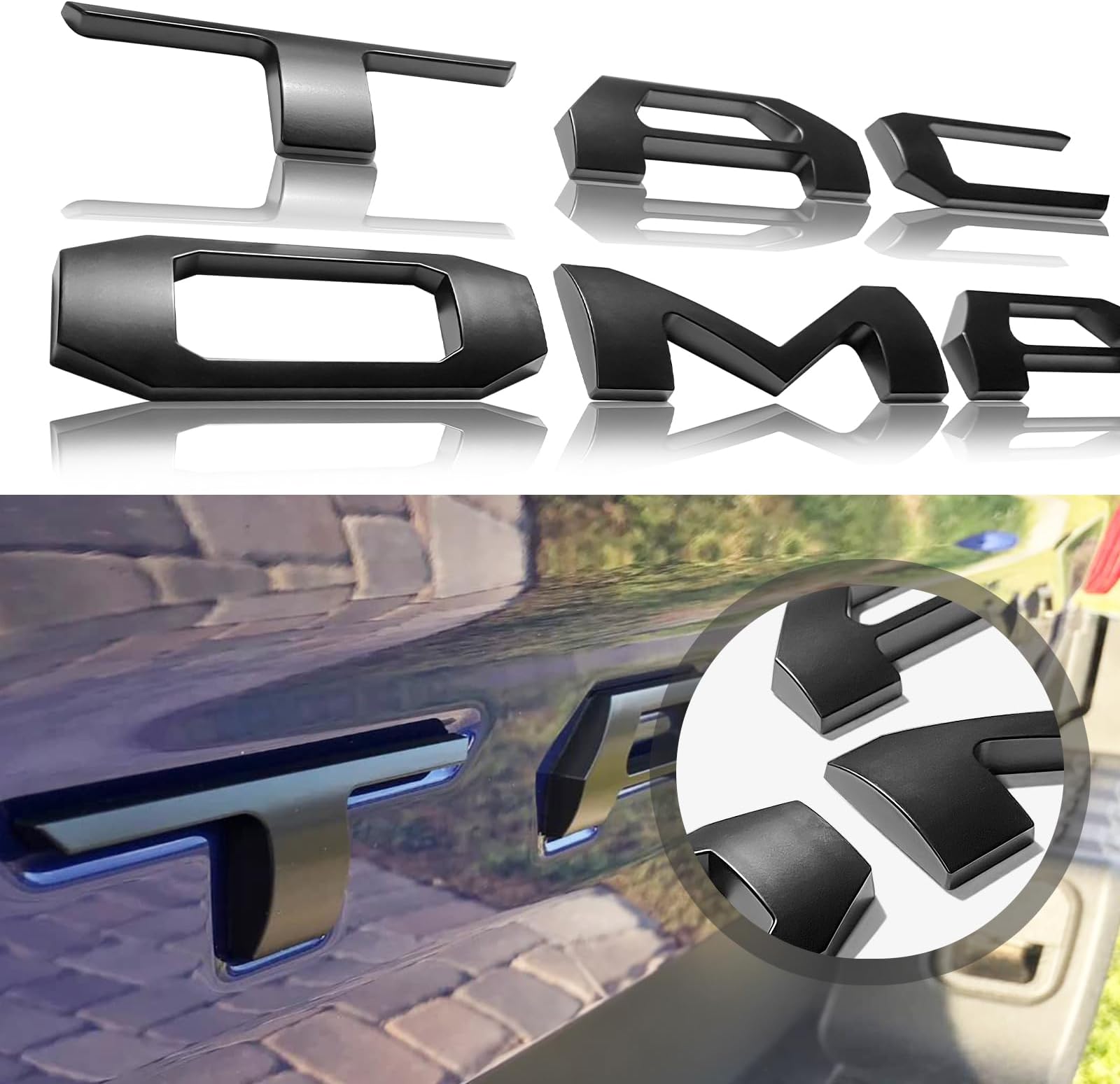 3D Raised American Flag Tailgate Insert Emblem For 2014-2021 Toyota Tundra - Black