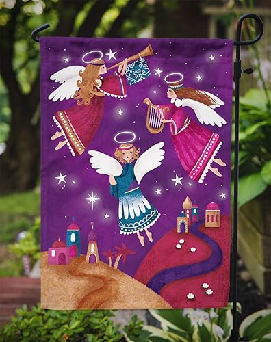 Miniatura 3 de Caroline's Treasures APH7082GF - Bandera de Navidad con diseño de ángeles en morado para jardín, bandera decorativa para patio exterior, obras de