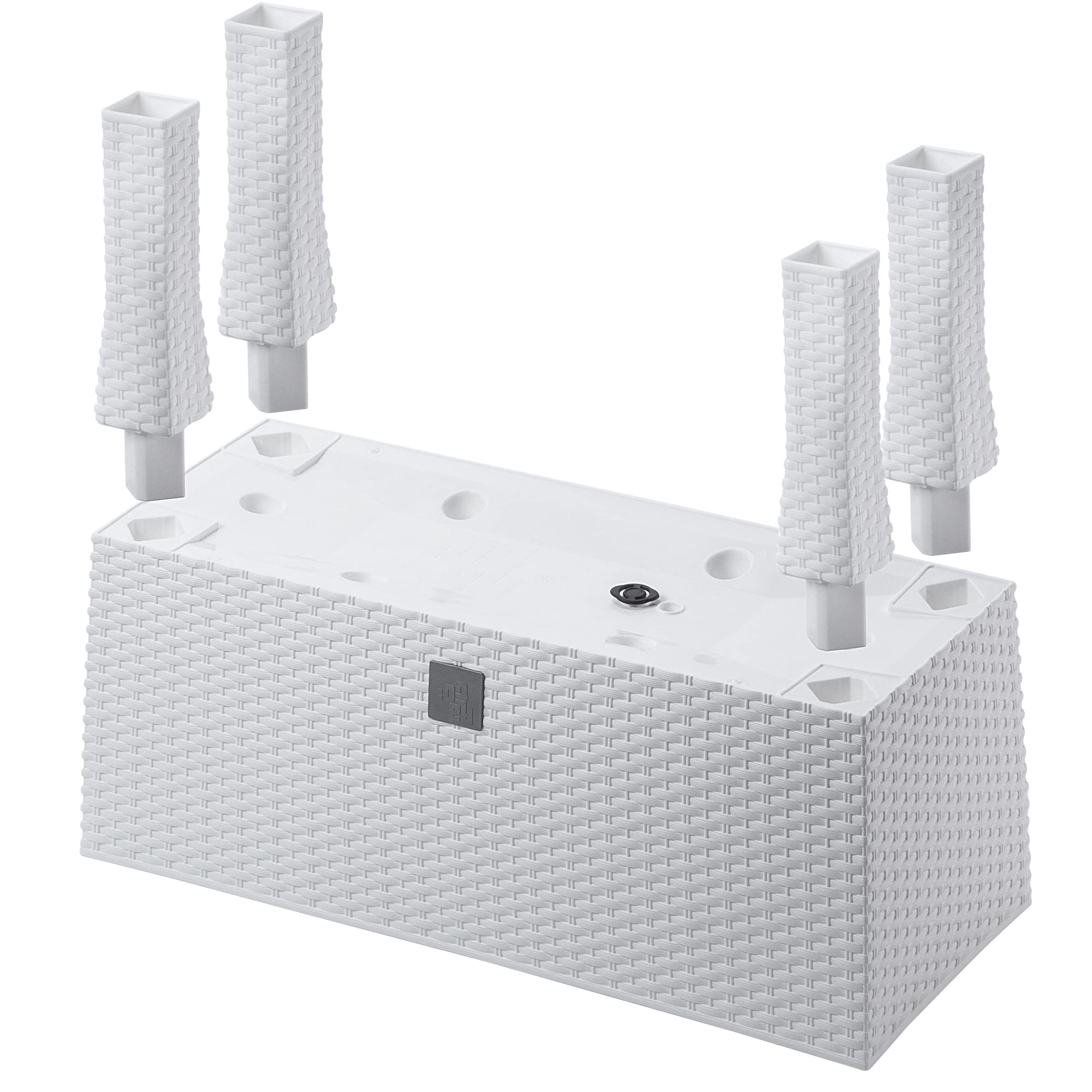 KADAX Pot de Fleurs sur Pieds, Plate-Bande surélevée en Plastique, Disponible en 2 Tailles, bac à Plantes en rotin, bac à Fleurs pour Jardin, Balcon, terrasse, bac à Plantes, Parterre (80 cm/Blanc)