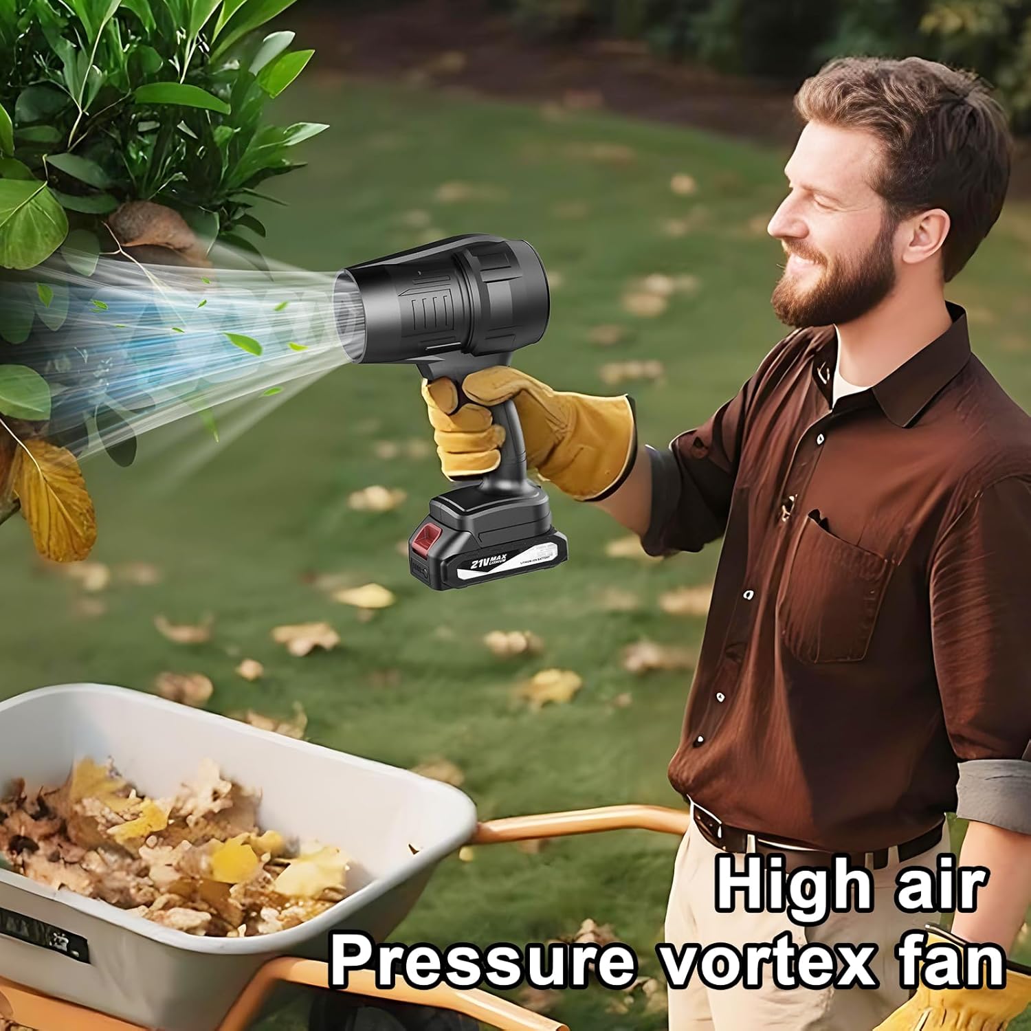 MGYM Portable Leaf Blower Cordless, 300000RPM High Speed Dust Cleaner Small Handheld Turbo Jet Blower with 2 Batteries and Charger for Car/Keyboard/Patio/Lawn Cleaning and Snow Removal (Black)
