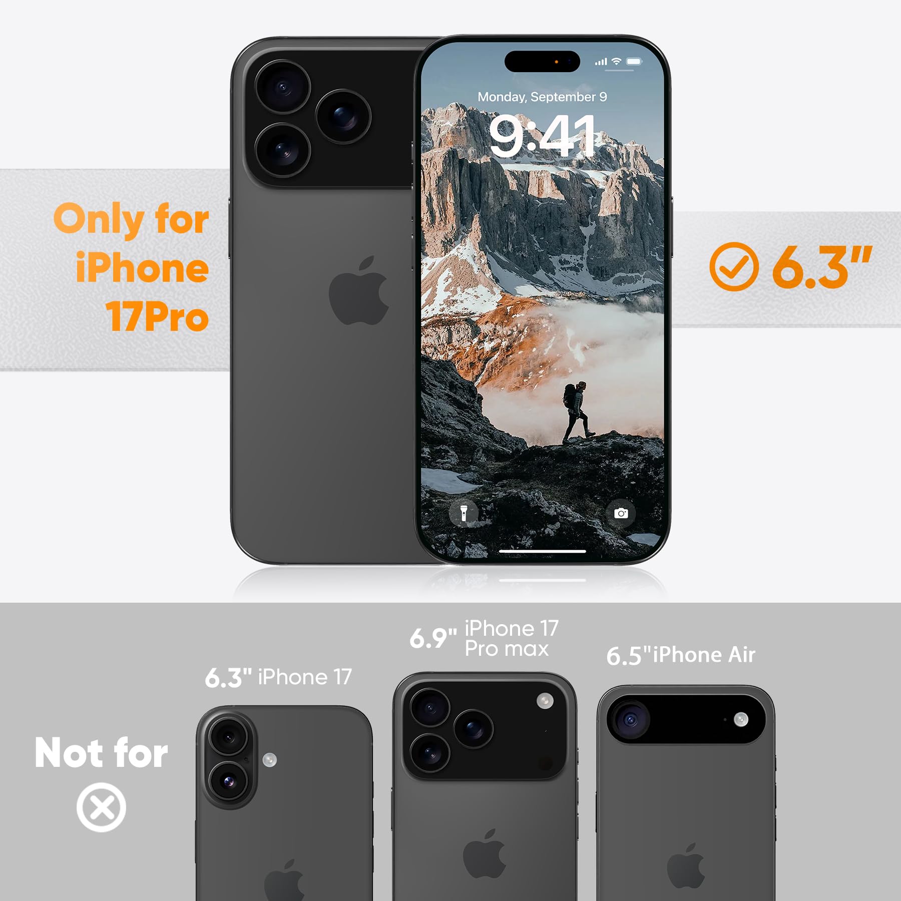 GOODVISH Silicone Cover per iPhone 17 Pro 6.3", Custodia con 2x Vetro Temperato [Pulsante Controllo Fotocamera] 360° Protezione Anticaduta Case per Cellulare Antiurto Resistente, Viola