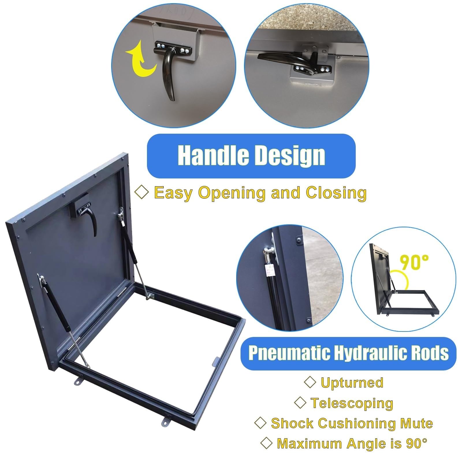 Tapa de Aluminio para trampilla de Techo con Orificios pretaladrados, Cierre de Seguridad, Personalizada, Ideal para Acceso de Mantenimiento (85 x 60 cm/33,5 x 23,6 Pulgadas)