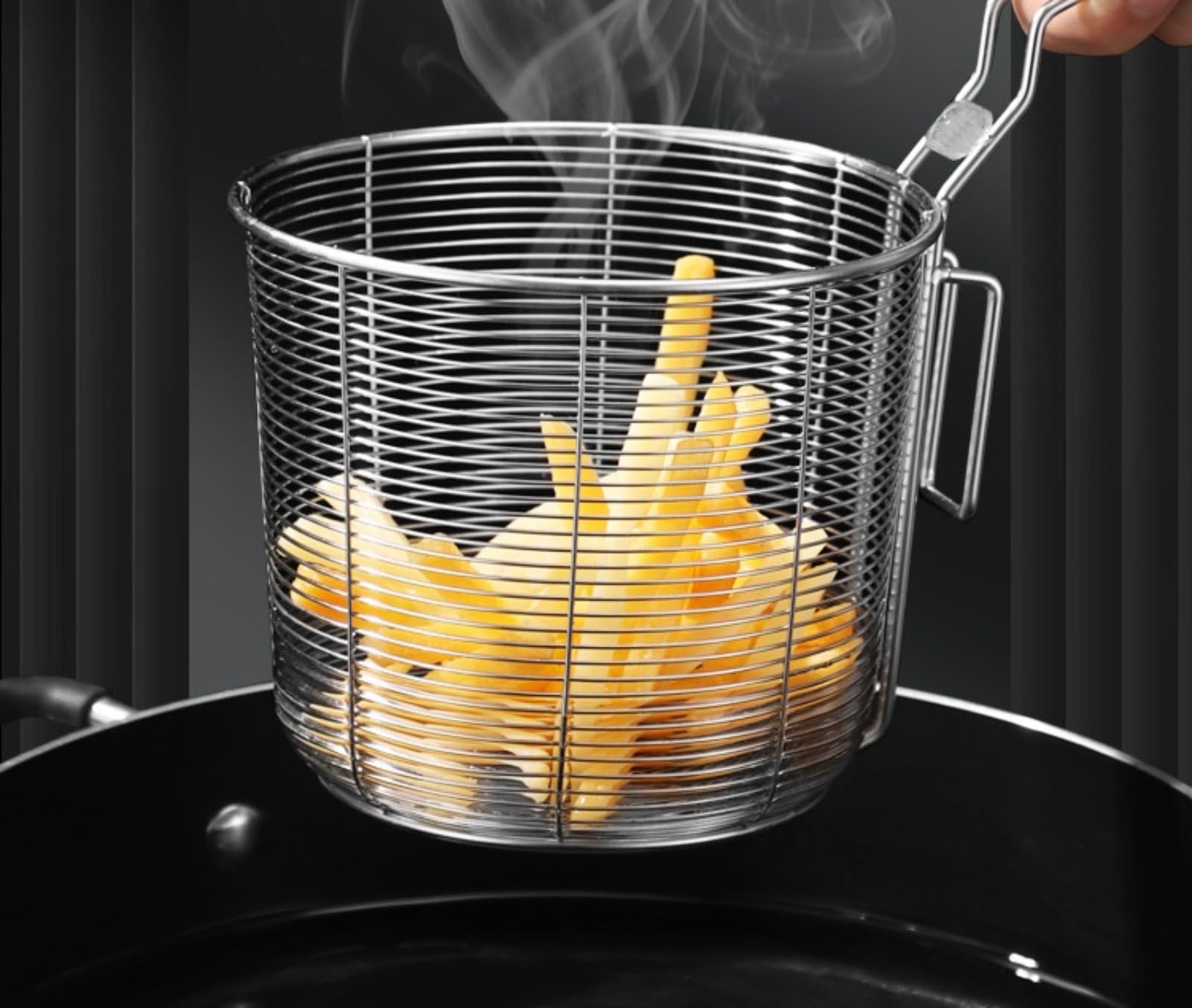 Set 2 Utensili Da Cucina In Acciaio Inox - Scolapasta E Schiumarola Con Manico In Legno, Per Pasta E Fritti - Foto 10