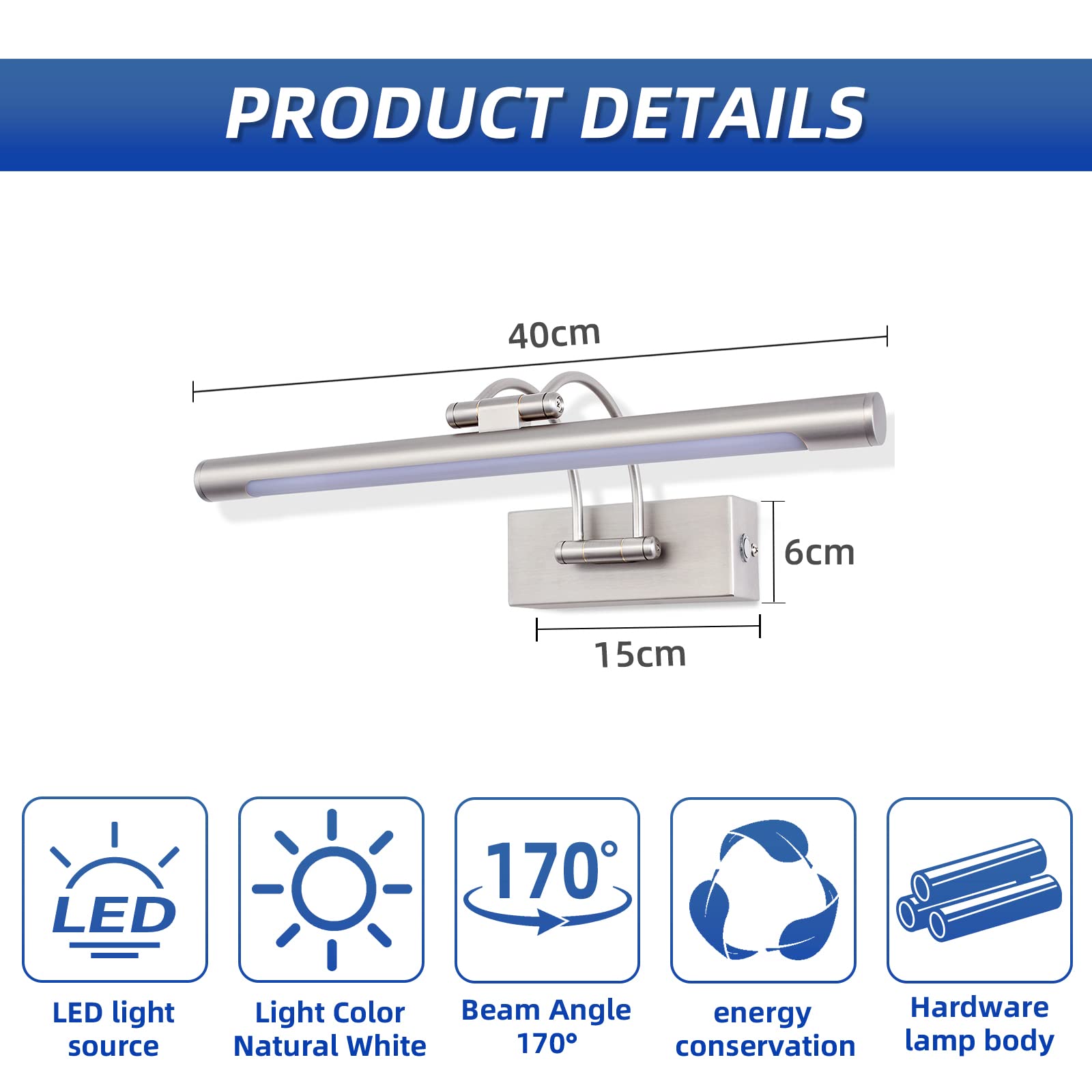 Badkamerlamp Decor Walther Book 40 LED Wandmodel Nikkel Geborsteld
