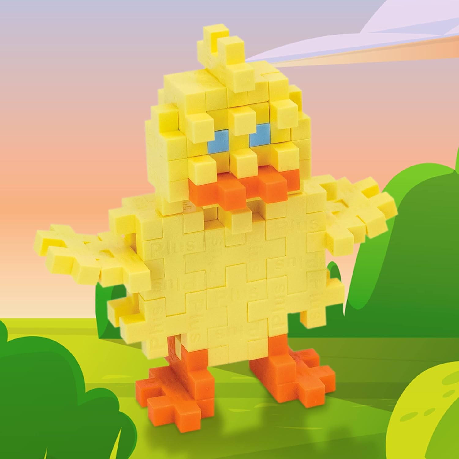 PLUS PLUS 3D Puzzle Building Block Set, 70 Mini Interlocking Pieces, Fun Holiday Activities for Kids - Chick Mini Maker Tube