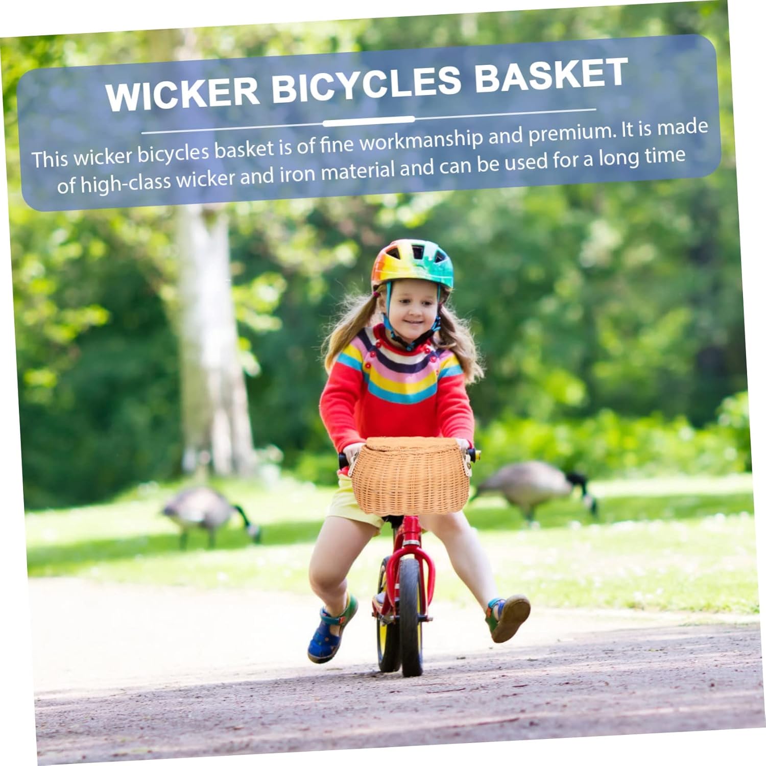 Cabilock Kids Rattan Woven Basket Adjustable Strap Mini Handcrafted Storage Bag for Toys Crossbody Backpack for Children for Biking and Outdoor Activities