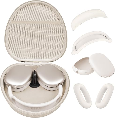 Miniatura 17 de Funda rígida para AirPods Max con modo de sueño, funda de transporte para auriculares con almohadillas de silicona para AirPods Conjunto negro y