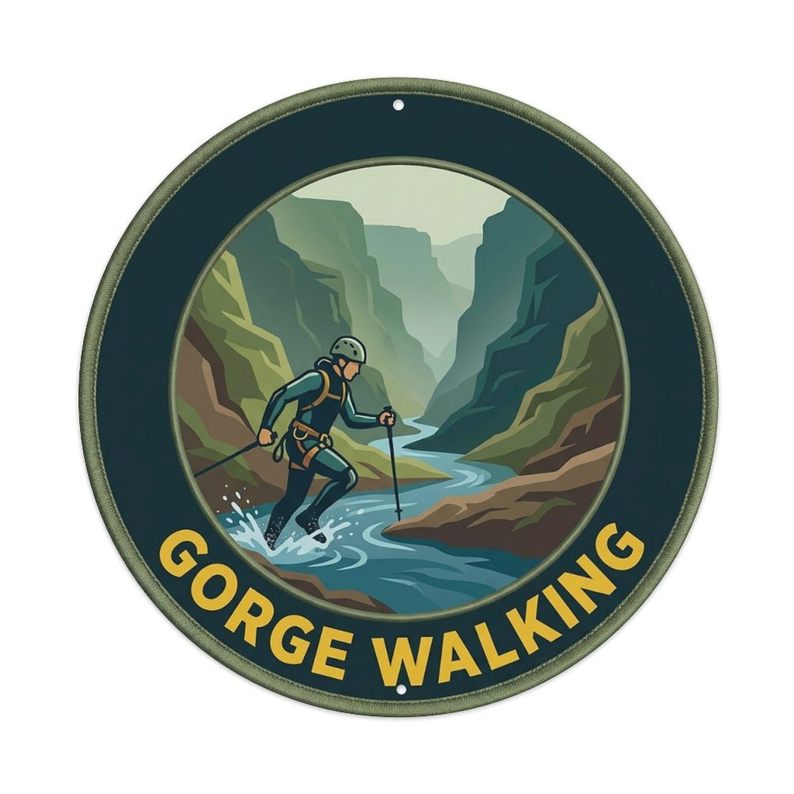 Vintage Gorge Walking Extreme Sports Vintage Metal Tin Sign Plaque Wall Decor for Cafe, Club Bar, Office, Garden Metal Poster 8x8Inch