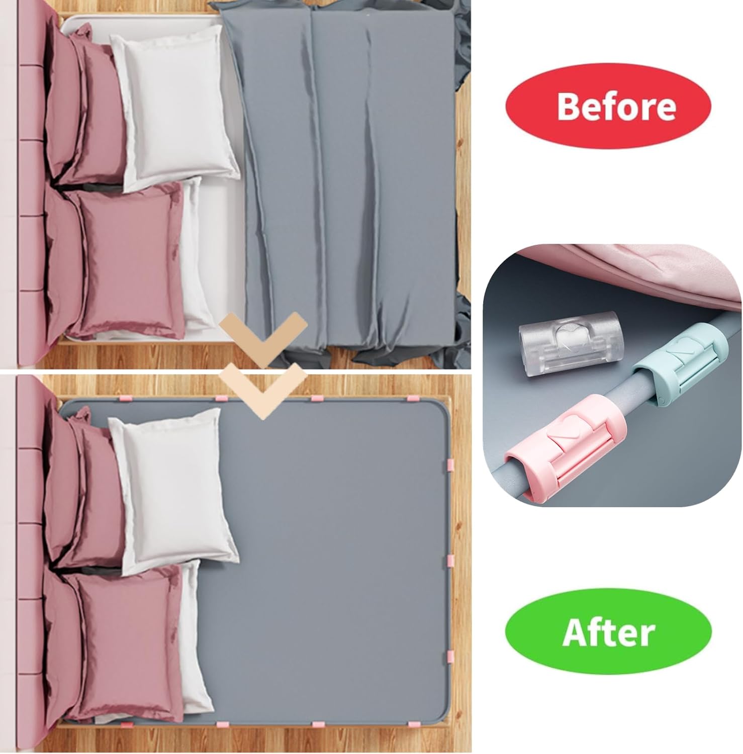 30 PCS Bed Sheet Grippers Sturdy Bed Sheet Clips Bed Sheet Fasteners Adjustable Bed Scrunchie for Bedding Bedroom Home Office,Sheet Holder That Hold Slip and Fall Out Keep(3 Colors)