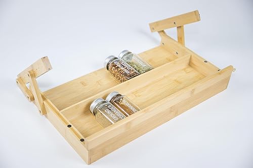 Miniatura 8 de Estante de almacenamiento de especias de bambú de alta calidad, fácil de instalar, diseñado con cierre magnético y mecanismo de bloqueo