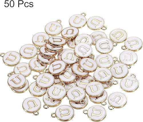 Vista 52 de MECCANIXITY Colgante de letras del alfabeto de doble cara, para collar, pulsera, aretes, joyería