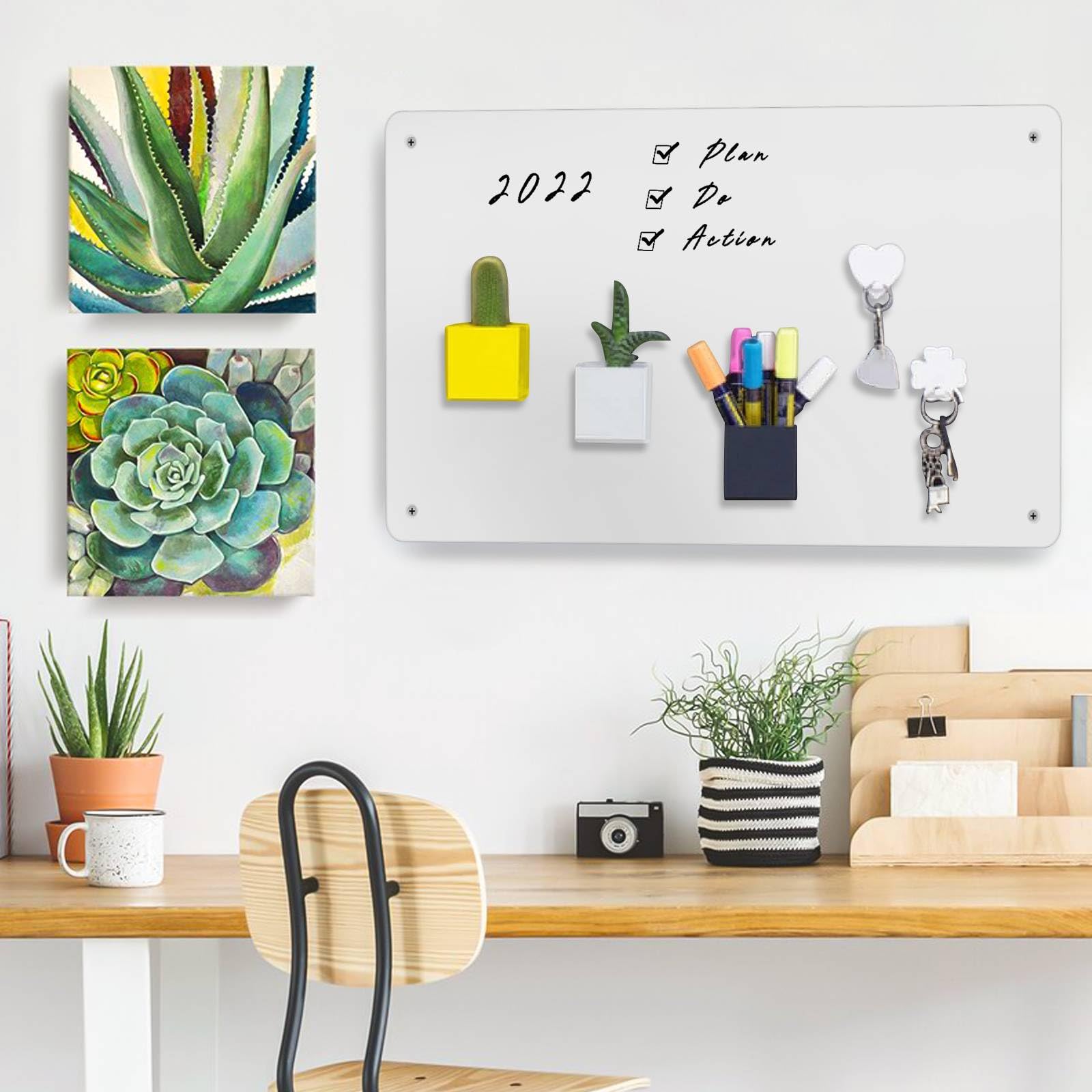 Placa Magnetica para Imanes, Tablero Magnetico para Imanes, Pizarra Magnético Grande Pared, Pizarra Adhesiva Pared para Imanes Nevera Refrigerador Gabinete (Blanco - 2 Paquetes)