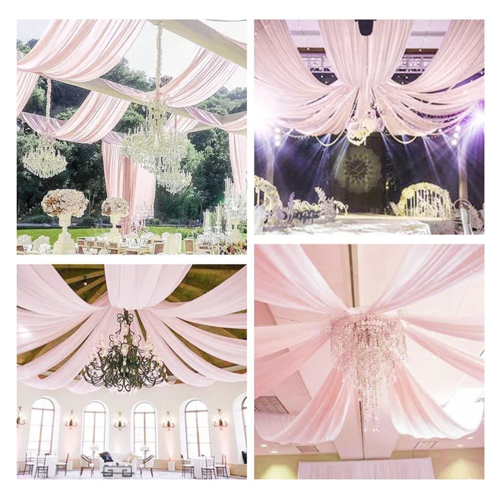 MDSIOKHJ Ceiling Drapes Wedding Arch Ceiling Drape Roof Decor Sheer Chiffon Tulle Curtain Draping Backdrop Party Supplies Drapery Ceremony Decoration(Light pink,150x600cm)