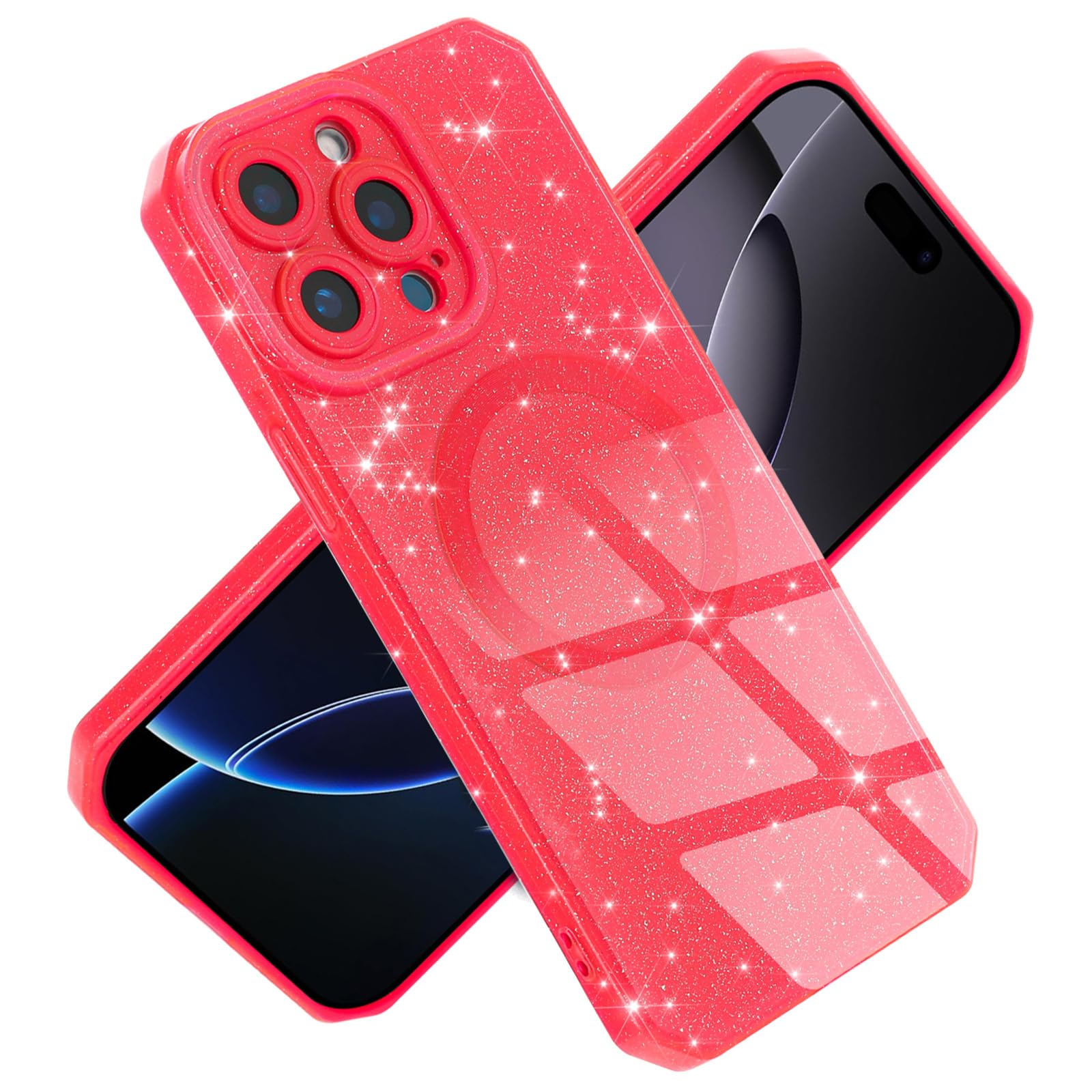 Coque iPhone 14 Pro Max rose vif silicone carré compatible MagSafe - 8