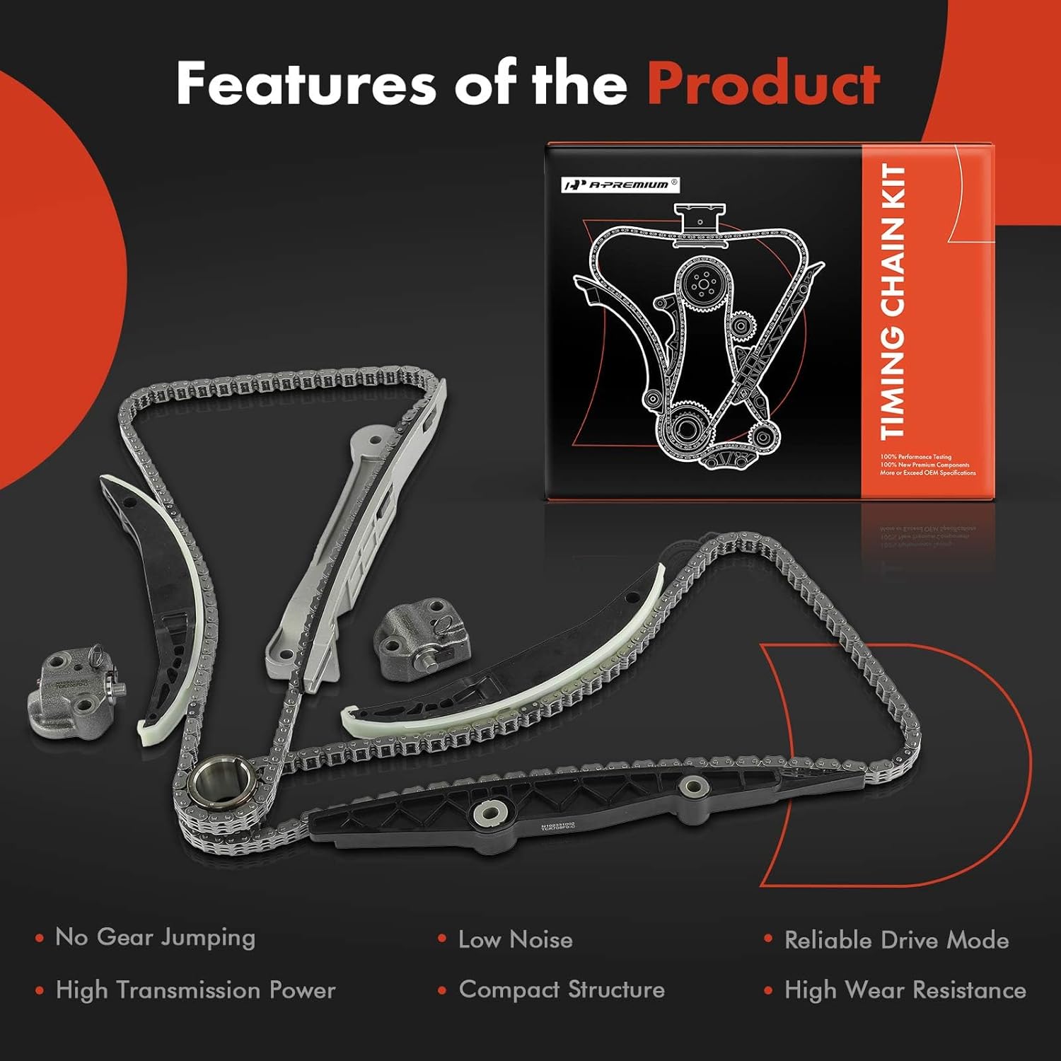 A-Premium 9PCS Engine Timing Chain Kit W/Sprocket & Tensioner & Guide Compatible with Ford Escape 2009-2012, Fusion 2010-2012 & Mercury Mariner 2009-2011, Milan 2010-2011 - V6 3.0L