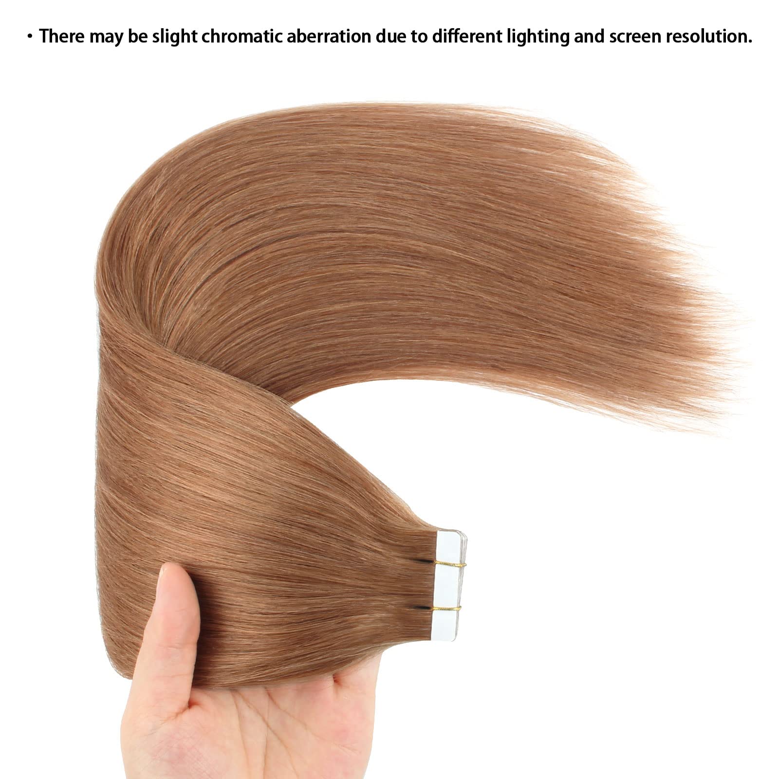 ABH AmazingBeauty Tape in Hair Extensions Semi-permanent Pre Taped Real Remi Remy Human Tape in Human Hair 50g 20pcs Skin Weft Invisible Seamless Reusable Platinum Light Auburn Color 30 16 Inch - Image 3