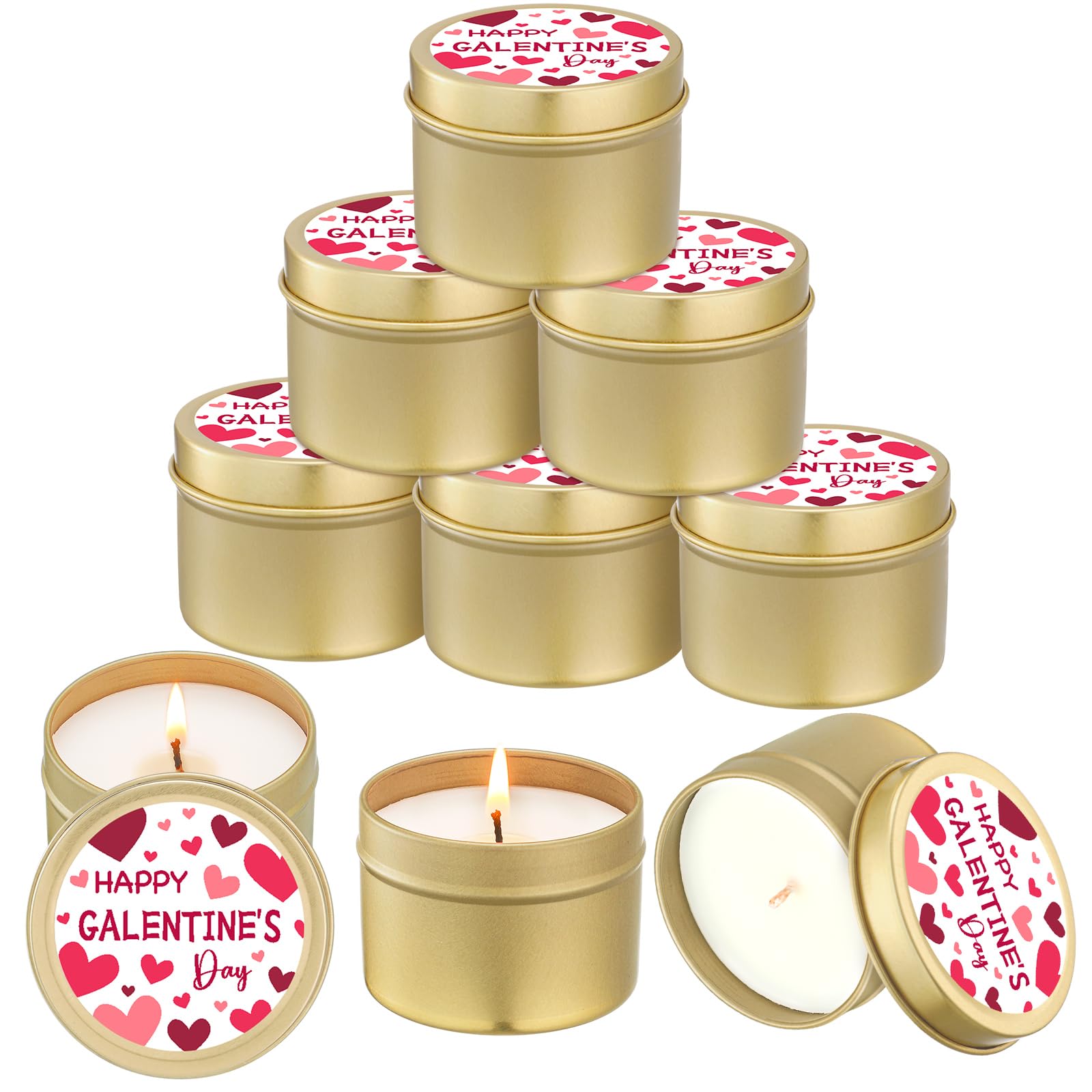 Lounsweer 6 Pcs Happy Galentine's Day Theme Candles Gift for Women Best Friend Valentines Day Burning Aromatherapy Candles Romantic Gifts for Girlfriend Wife Friendship Sisters Party Favors