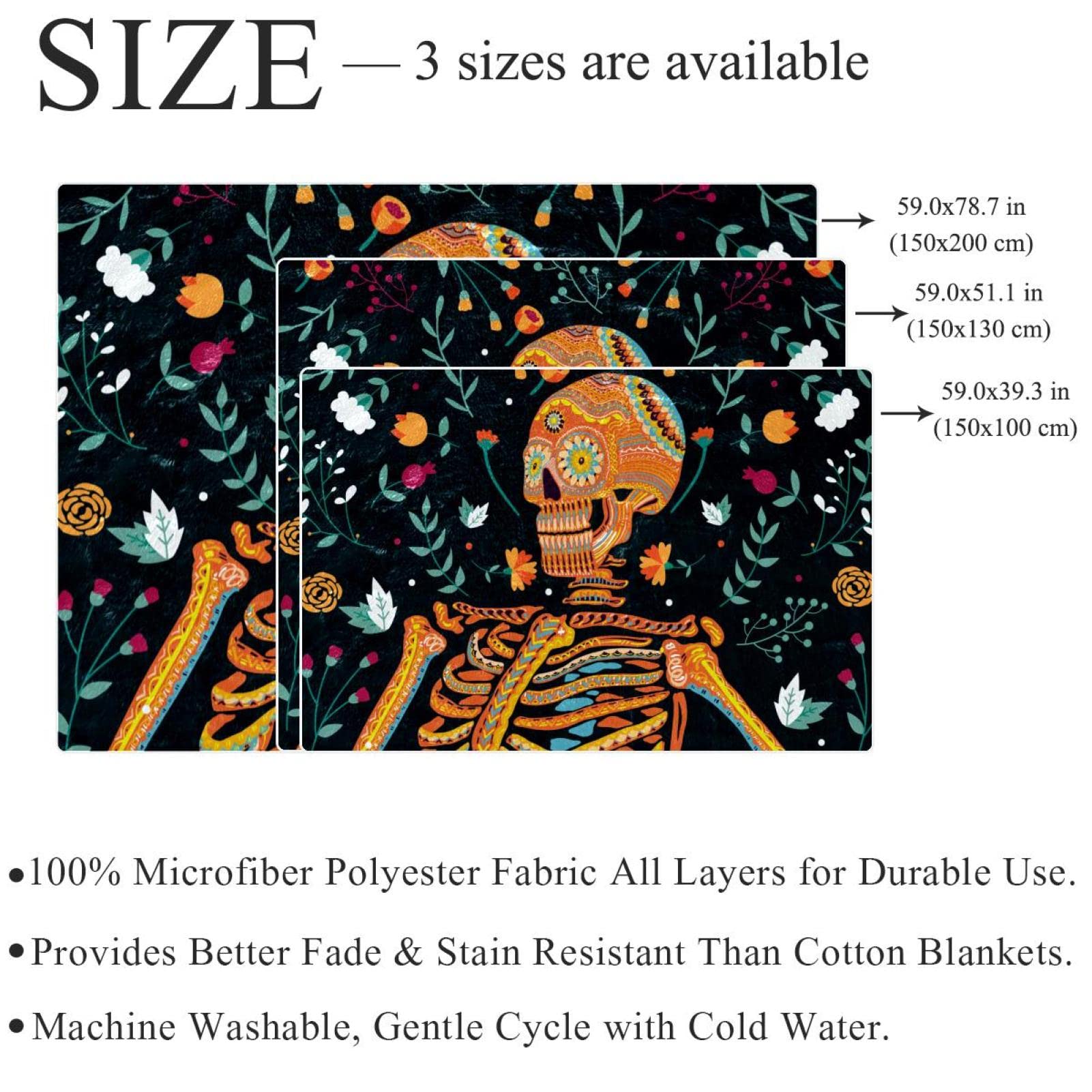 Coperta in pile per divano, divano o letto, accogliente e morbida coperta Day of the Dead Design