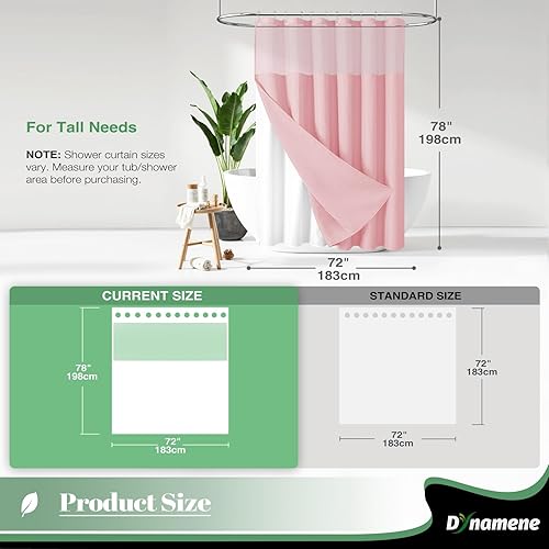 Vista 159 de Dynamene Cortina de ducha larga de tela negra – Cortinas de ducha de tela alta y resistente con textura de gofre, juego de cortina de baño de lujo