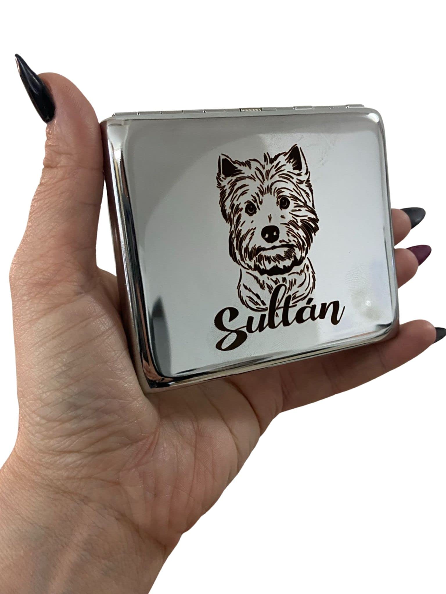 Pitillera tabaco personalizada metalica grabada - Porta cigarrilos metalico - Pitillera plata elegante guarda tabaco - Grabado a laser - Regalo original y personalizado para fumadores unisex