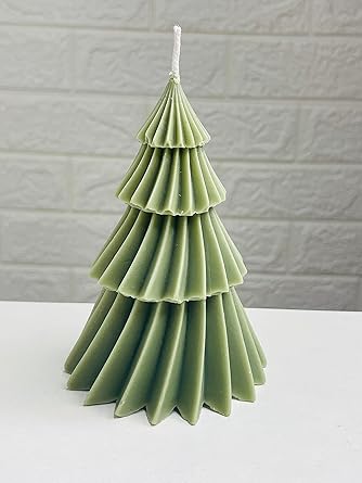 Yellow Petal Pine Tree Scented Candle | Christmas Candles | Vanilla Scented | Sage Green | 100% Soy Wax, 130gm (Pack of 1)