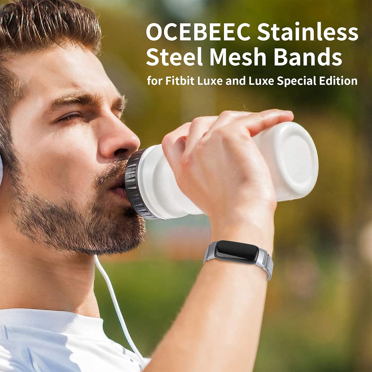 OCEBEEC Metal Bands Compatible with Fitbit Luxe, Stainless Steel Metal Mesh Loop Wristband Replacement for Fitbit Luxe/ Special Edition Men and Women(Silver) : Electronics