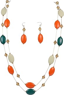 Firstmeet 2 Layer Statement red and Black Beads Long Necklace