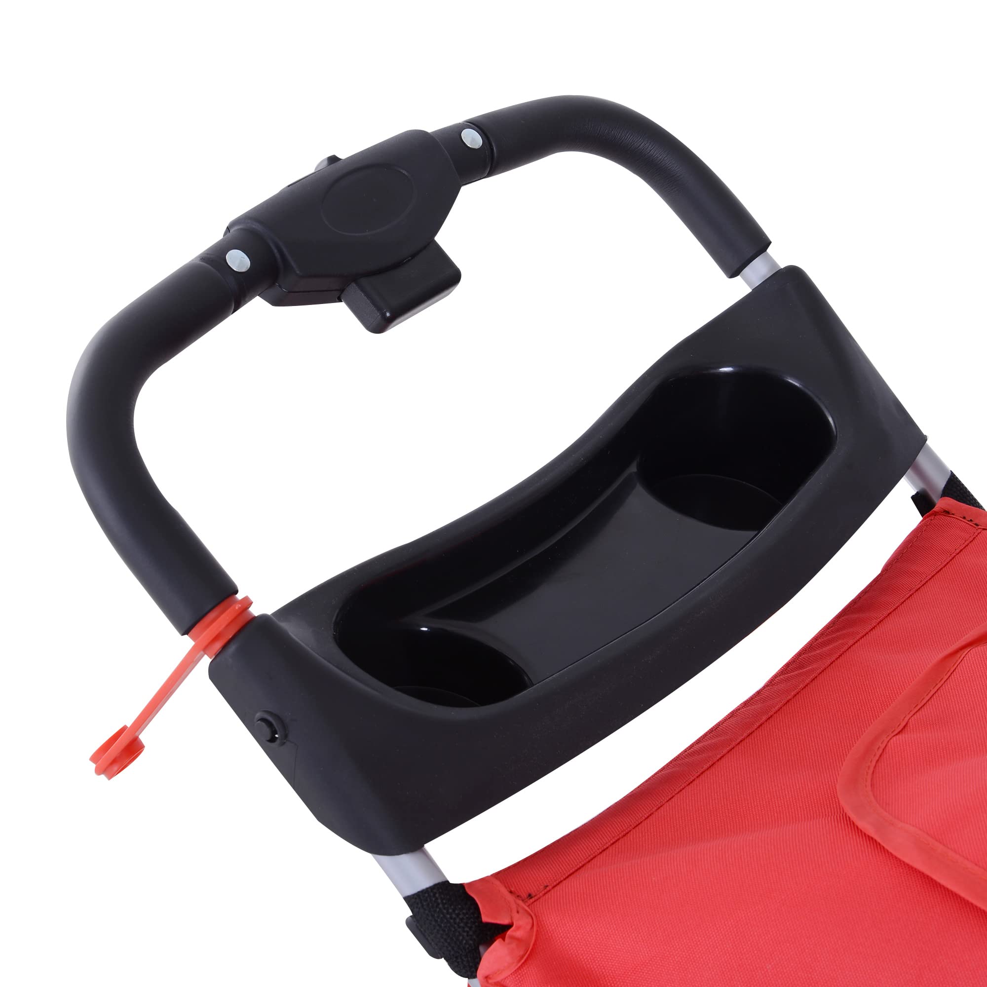 PawHut Carrito para Perros Plegable Cochecito para Mascotas Carrito para Perros Pequeños con Toldo Ajustable Cesta de Almacenaje 2 Ruedas Universales Carga 15 kg 77x45x99,5 cm Rojo