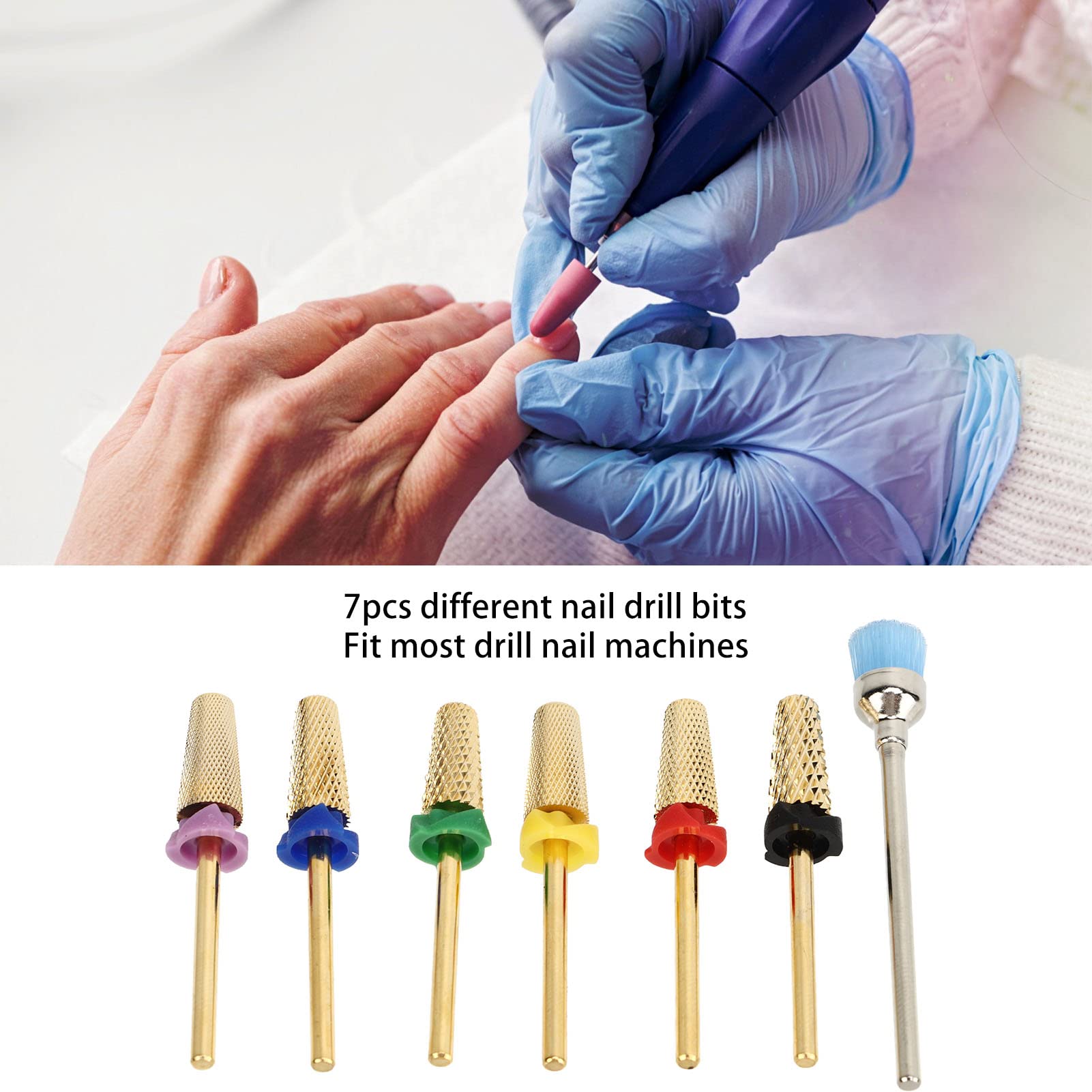7 punte per fresa per unghie in acciaio inossidabile, testine di ricambio per fresa per unghie per manicure