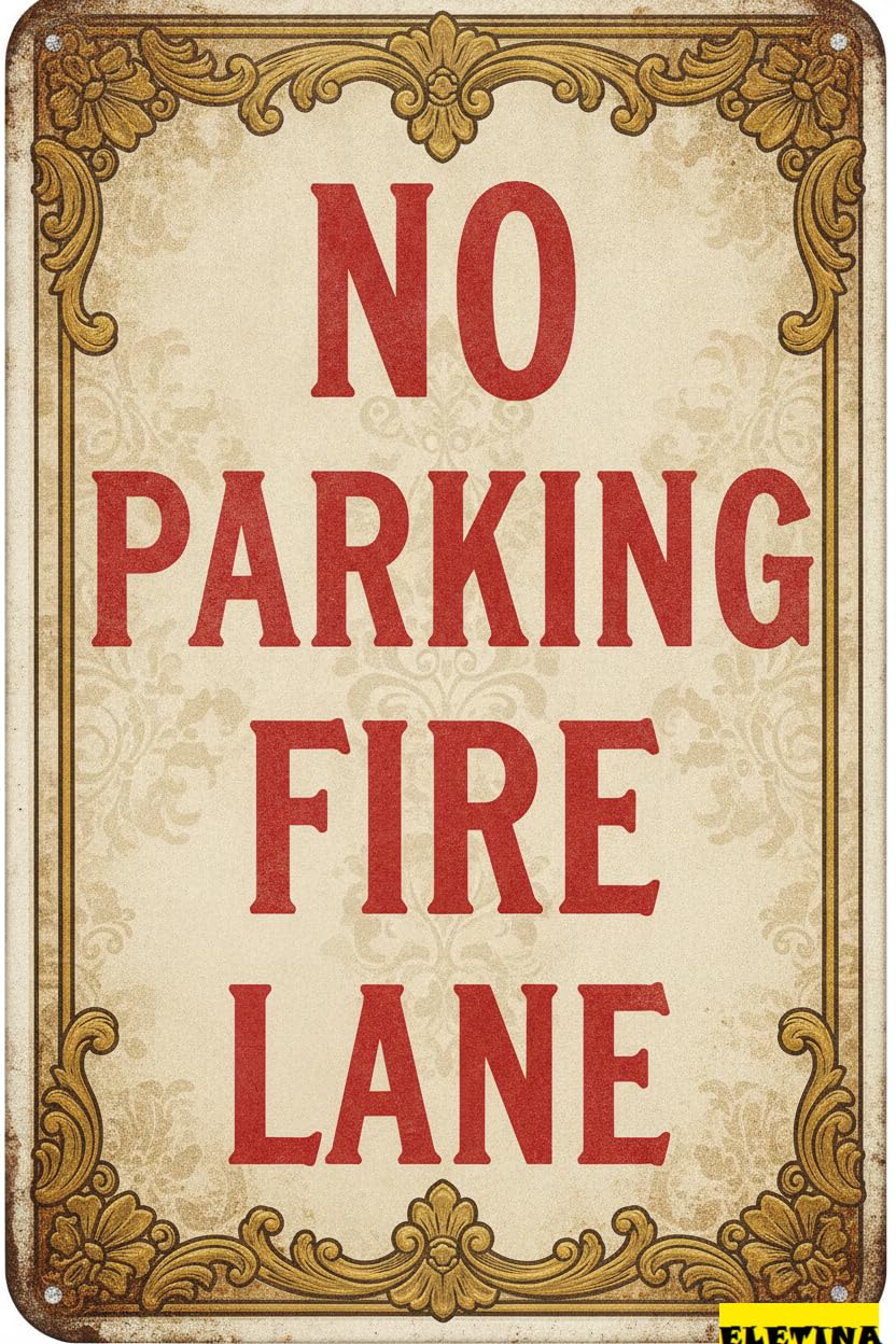 No Parking First Lane Tin Sign, 8x12 Inch Business Decor