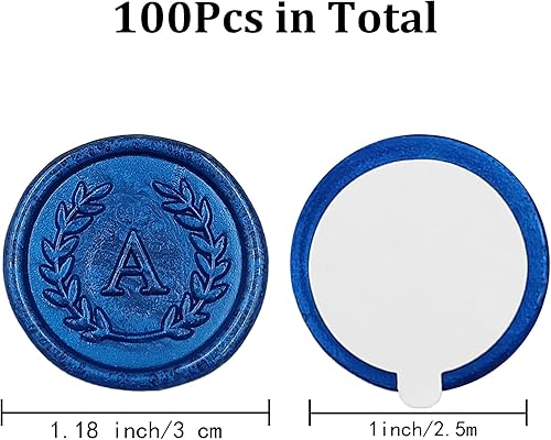 Miniatura 2 de 100 calcomanías adhesivas de sello de cera con letra A, hechas a mano, sin necesidad de sellar, rasgar y usar calcomanías de cera para invitaciones