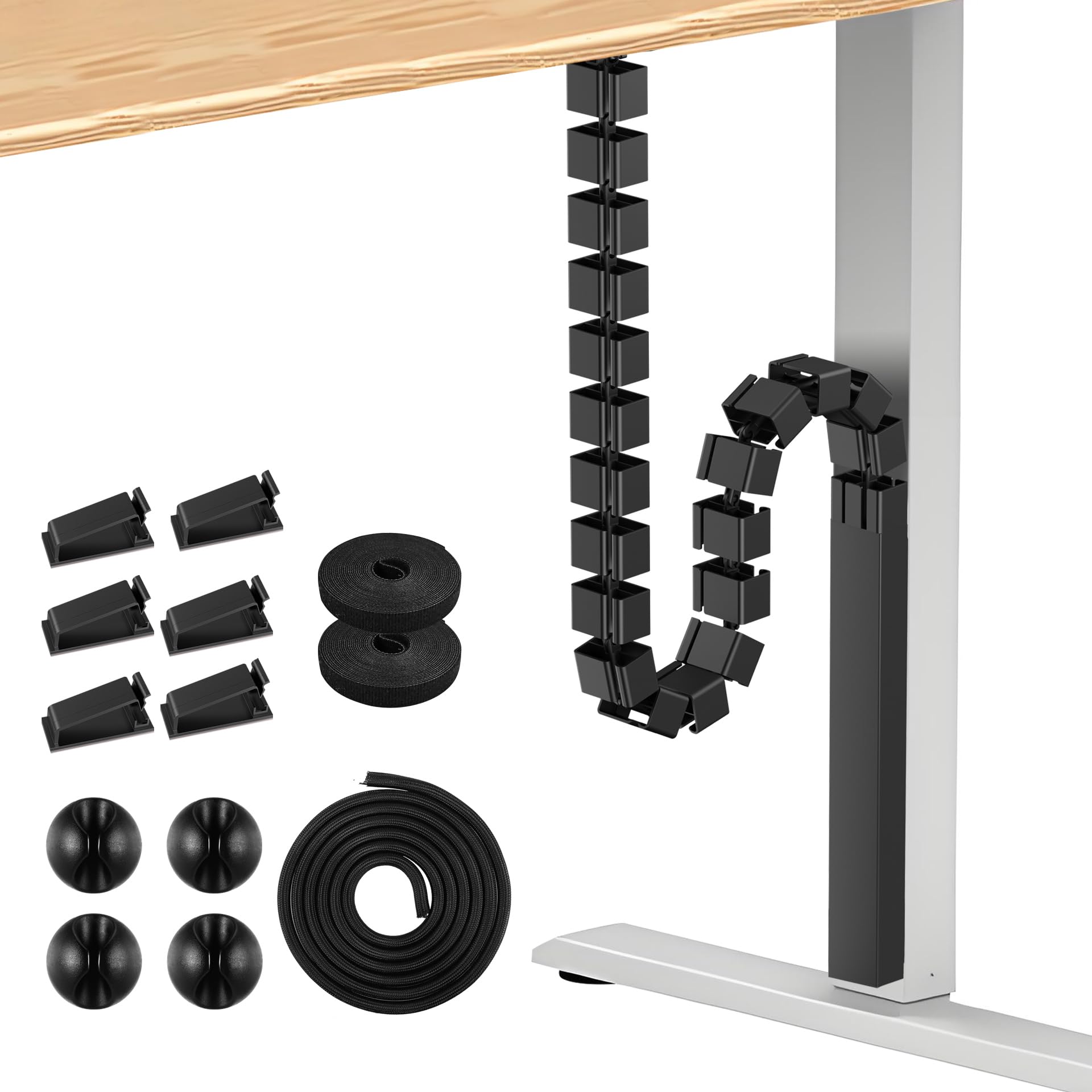 Mimoke Gestione cavi Spine Gestione cavi Canale magnetico Organizer modulare per cavi sotto la scrivania, design rettangolare per separazione e protezione dei cavi (nero)