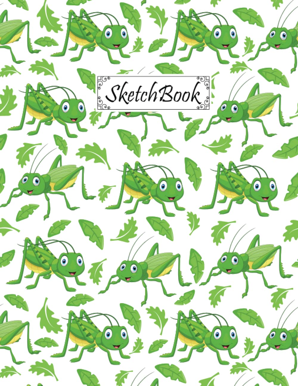 Grasshopper Sketchbook: Cute Art Grasshopper Sketchbook Blank Paper Journal for Drawing, Writing, Sketching, Wide Papers 8.5 X 11" 100 Pages