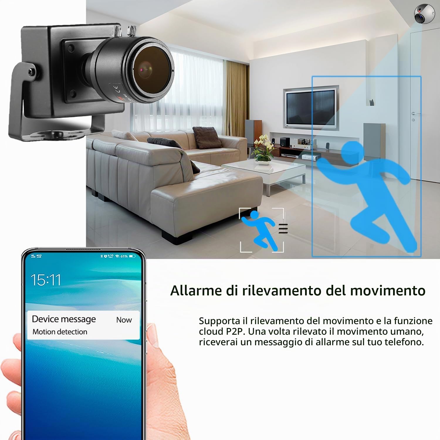 Mini Telecamera IP POE da 5MP (2880x1616P), Zoom Manuale 2,8-12 mm Obiettivo,Telecamera di Sorveglianza Interna P2P H.265 CCTV Video POE Camera Rilevamento del movimento (I712-P-HS)